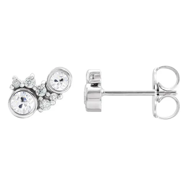 White Gold Mined Diamond Stud Earrings Round Old European 5 Carats HarryChadEntcom Earrings White Gold Mined Diamond Stud Earrings Round Old European 5 Carats HarryChadEntcom Earrings