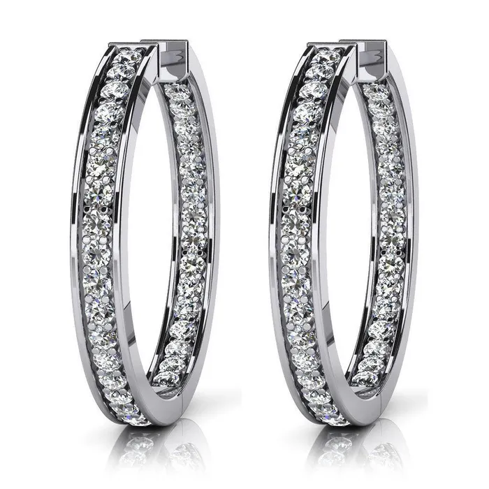 Women Hoop Earrings White Gold 340 Ct Sparkling Round Cut Natural Earth Mined Diamonds GB Earrings Women Hoop Earrings White Gold 340 Ct Sparkling Round Cut Natural Earth Mined Diamonds GB Earrings
