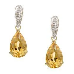 Yellow Gold 4250 Ct Madeira Citrine And Natural Earth Mined Diamonds Lady Dangle Earrings GB Earrings Yellow Gold 4250 Ct Madeira Citrine And Natural Earth Mined Diamonds Lady Dangle Earrings GB Earrings