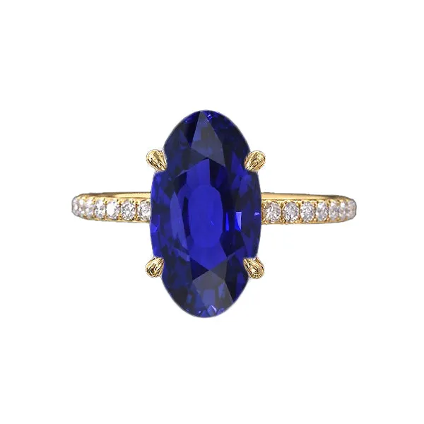 Yellow Gold Solitaire Oval Blue Sapphire Ring With Accents 4 Carats HarryChadEntcom Rings Yellow Gold Solitaire Oval Blue Sapphire Ring With Accents 4 Carats HarryChadEntcom Rings